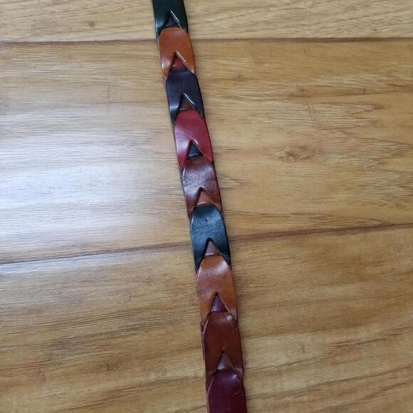 Vintage Fossil Woven Leather Chain Belt Large Multicolor Braided - Picture 3 of 10